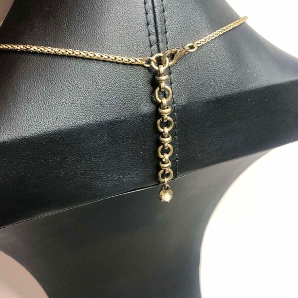 1356 Lucky brand Gold tone curved pendant sparkle necklace 18" - Picture 3 of 3